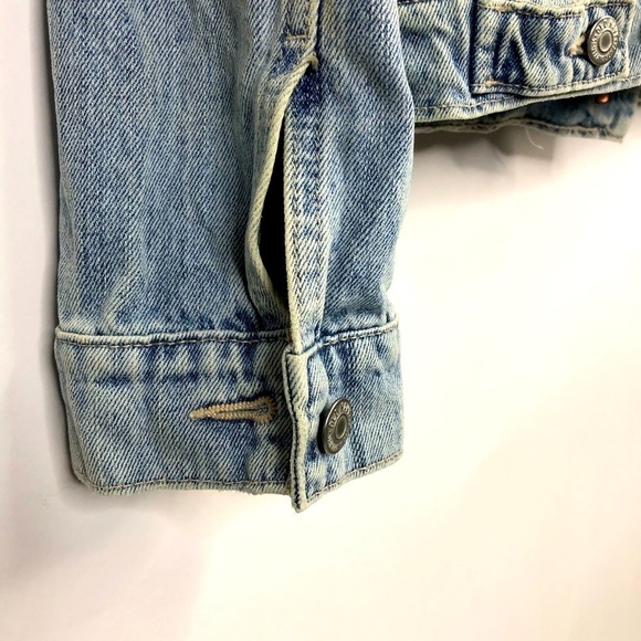 Old Navy Destructed Distressed worn Denim Jacket size large Tall - Picture 3 of 16